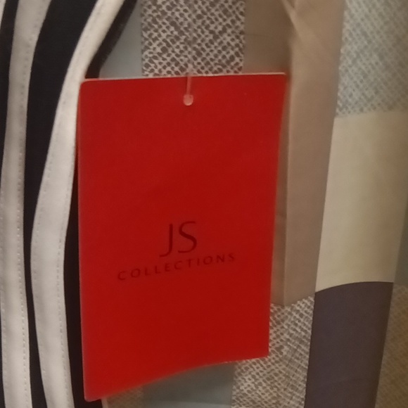 NWT JS COLLECTIONS black/white striped meshed blouse w 22" zipper . Size 6 - Picture 9 of 9